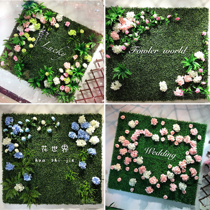 الأخضر البلاستيك الحديقة الجدار ، نبات اصطناعي ، نبات أخضر كاذبة ، DIY بها بنفسك خلفية الجدار ، صورة زفاف المنزل