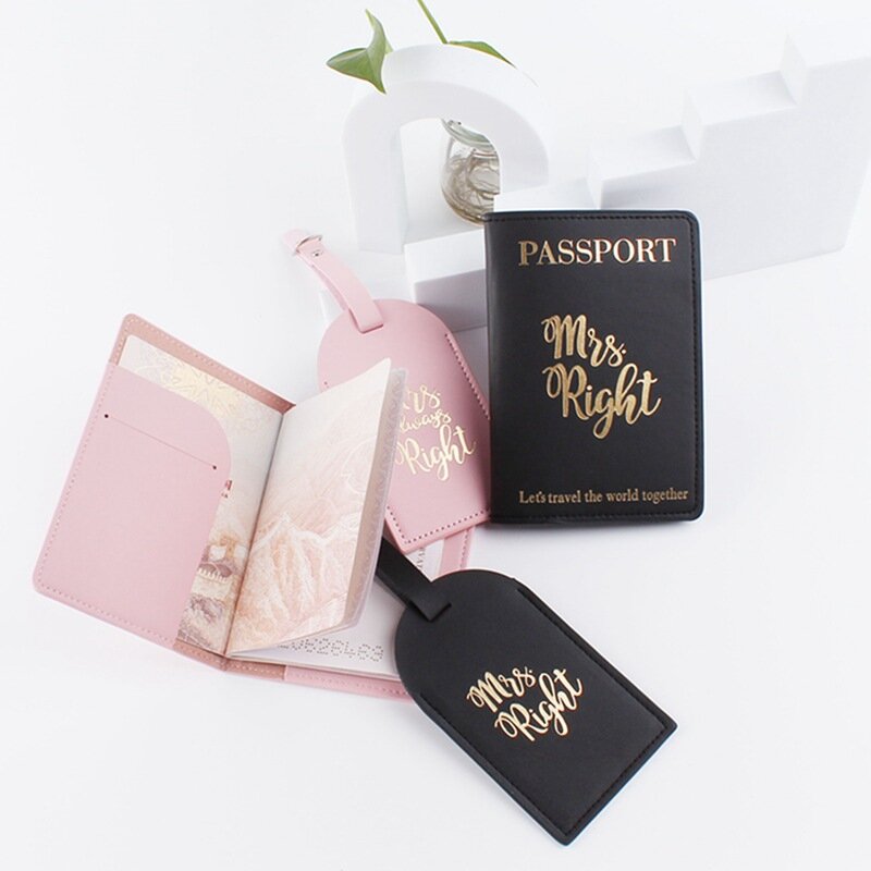 4-piece مجموعة من بولي PU جواز سفر حامي طائرة بطاقة صعود حقيبة العلامة زوجين الأمتعة الاختيار في العلامة