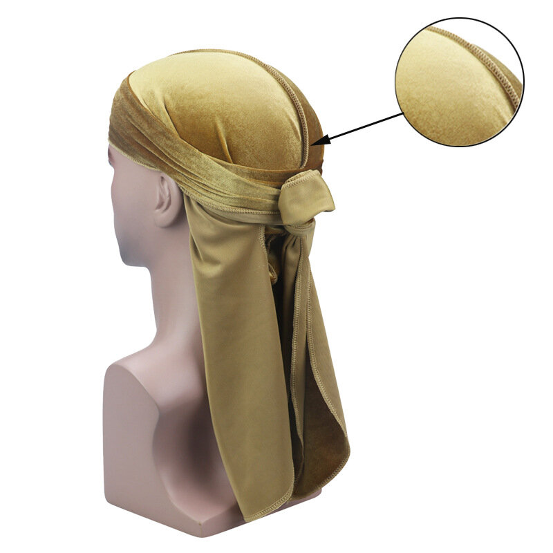 Durag-قبعة مخملية مموجة للرجال ، فاخرة ، Hypebeast ، مرنة ، غطاء رأس خرقة ، نمط الهيب هوب