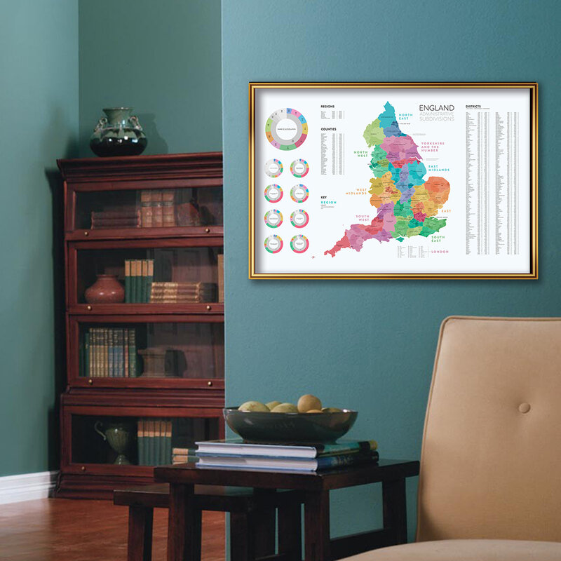 59*42 سنتيمتر خريطة إنجلترا التقسيمات الإدارية صغيرة الحجم المشارك قماش اللوحة ديكور المنزل السفر اللوازم المدرسية