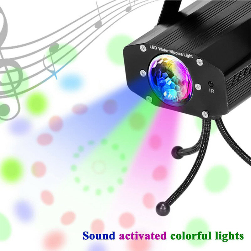 سبائك الألومنيوم عن بعد ملون للتحكم بالألوان الكاملة LED التحكم الصوتي تموجات المياه تأثير ضوء المرحلة لجهاز عرض DJ ديسكو