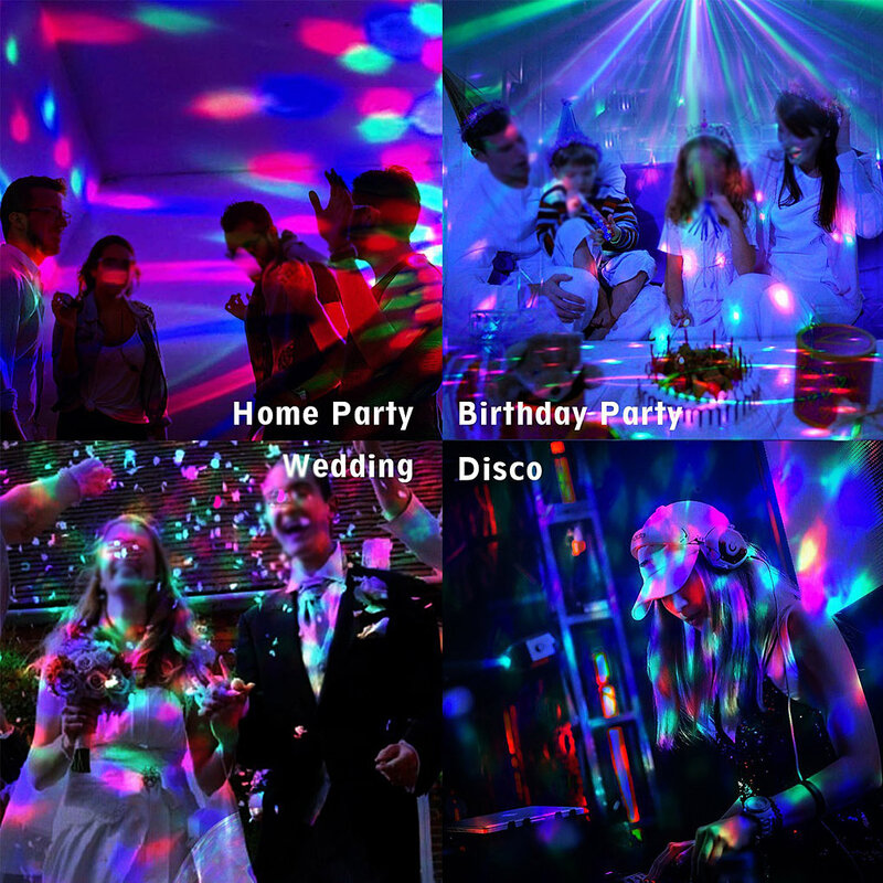 الصوت المنشط الدورية ديسكو الكرة DJ مصابيح حفلات 3 واط 3 LED RGB ضوء المرحلة لعيد الميلاد الزفاف صوت مصابيح حفلات