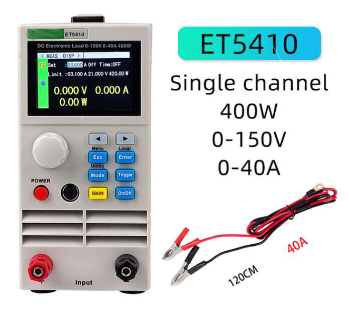ET5410 تحميل المهنية للبرمجة تيار مستمر الحمل الكهربائي التحكم الرقمي جهاز اختبار بطارية إلكترونية 150 فولت 40A 400 واط قناة واحدة