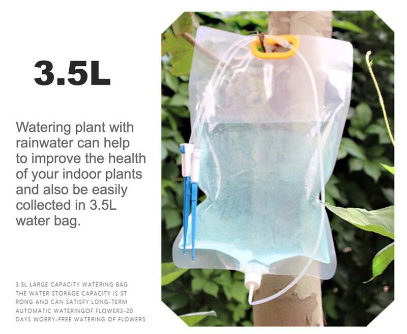 كيس الري بالتنقيط الأوتوماتيكي 3.5L ، نباتات الحدائق الداخلية ، محلول مغذي للزهور مع معدل تدفق قابل للتعديل ، 10 قطعة