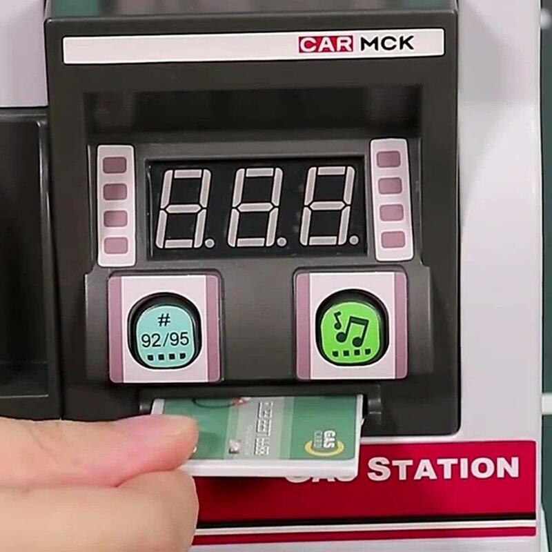 محطة وقود الأطفال لعبة محاكاة سيارة تمرير بطاقة التلقائي موزع الغاز إيقاع اللعب منزل يتحدث المشهد لعبة