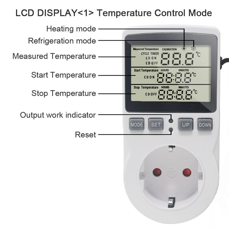 KT3100 KT3200 ترموستات الرقمية متحكم في درجة الحرارة المقبس المخرج الموقت التبديل الاستشعار التدفئة التبريد 16A 220 فولت للحرارة حصيرة