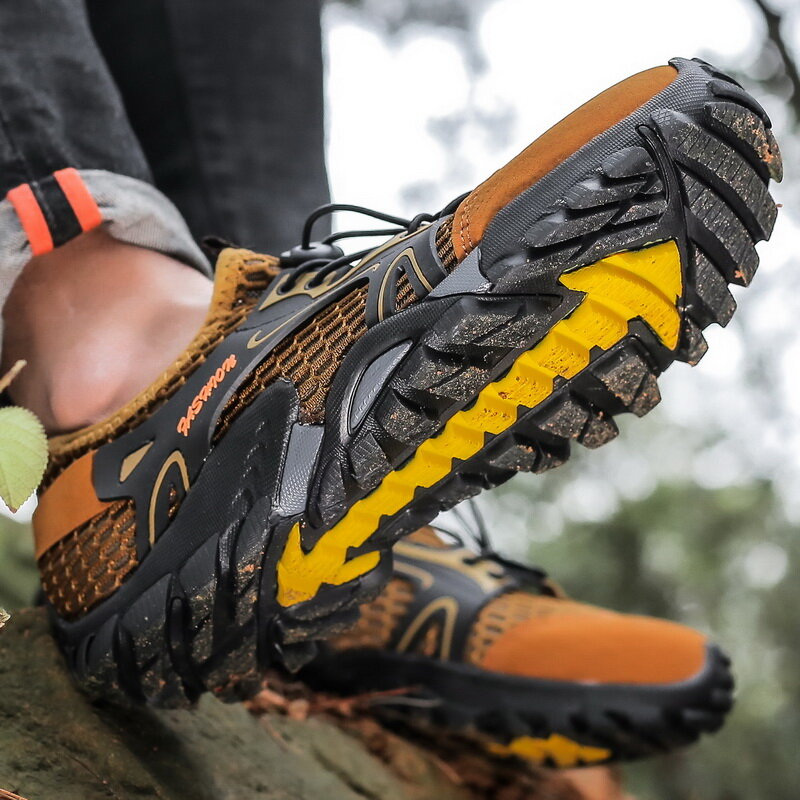 2021 الرجال الصنادل عدم الانزلاق تنفس الخوض الخور أحذية الصيف عادية التنزه شبكة في الهواء الطلق أحذية كبيرة الحجم 38-50 حجم الأحذية