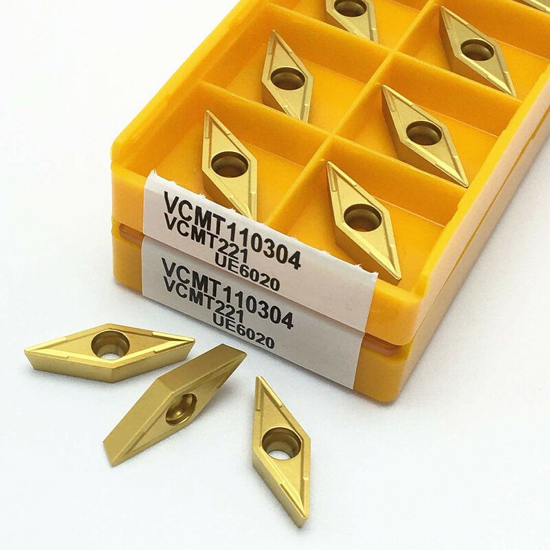 شفرات كربيد عالية الجودة VCMT110304 UE6020, 10 قطع من أداة تحول مدمجة VCMT 110304 أجزاء مخرطة معدنية CNC