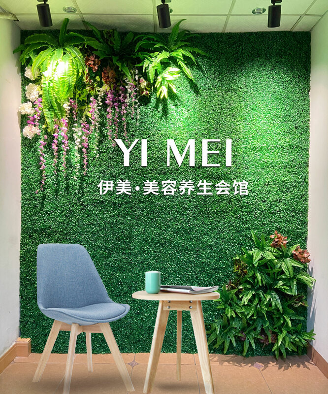 الأخضر البلاستيك الحديقة الجدار ، نبات اصطناعي ، نبات أخضر كاذبة ، DIY بها بنفسك خلفية الجدار ، صورة زفاف المنزل