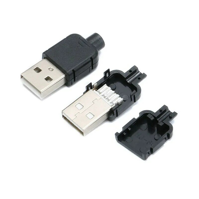 الذكور والإناث USB 4 دبوس التوصيل المقبس موصل ، غطاء بلاستيكي أسود ، نوع-A لتقوم بها بنفسك مجموعات ، 10 قطعة