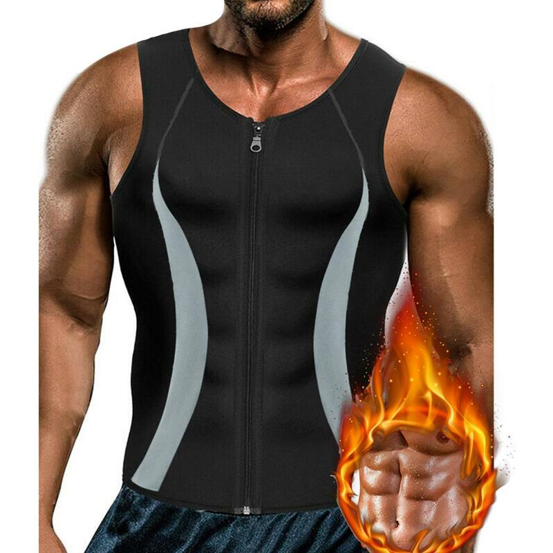 الرجال التخسيس محدد شكل الجسم زيبر أسود الصدر ضغط قميص التثدي موس Undershirt تجريب مدرب خصر عرق الصدرية