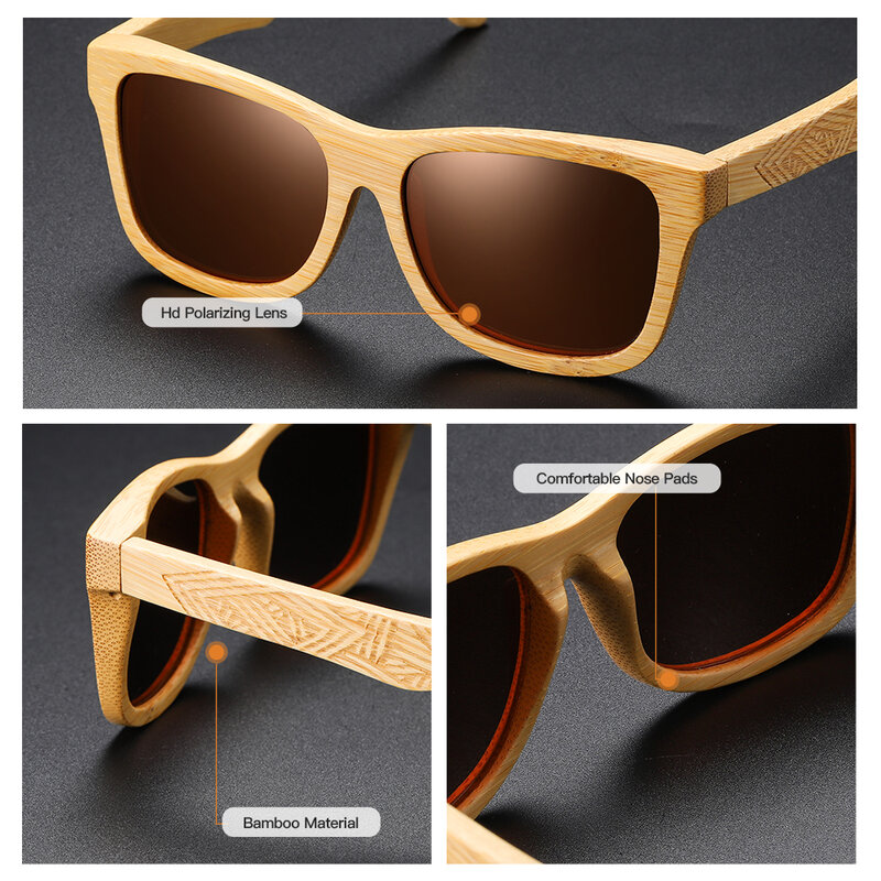 EZREAL ماركة تصميم اليدوية الطبيعية نظارات شمسية من خشب البامبو النظارات الشمسية الفاخرة الاستقطاب خشبية Oculos دي سول masculino