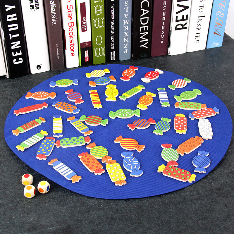 لعبة خشبية على شكل حلوى للأطفال ، لعبة تعليمية على شكل حلوى ، مع الإدراك اللوني ، بين الوالدين والطفل ، هدية مثالية للأولاد والبنات