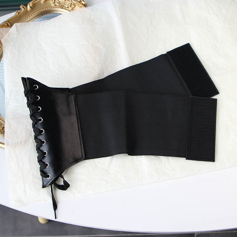 عالية الخصر مشد الشرير الأسود حزام عريض التخسيس أحزمة الجسم بولي Leather جلدية للنساء مطاطا حزام الإناث Cummerbunds