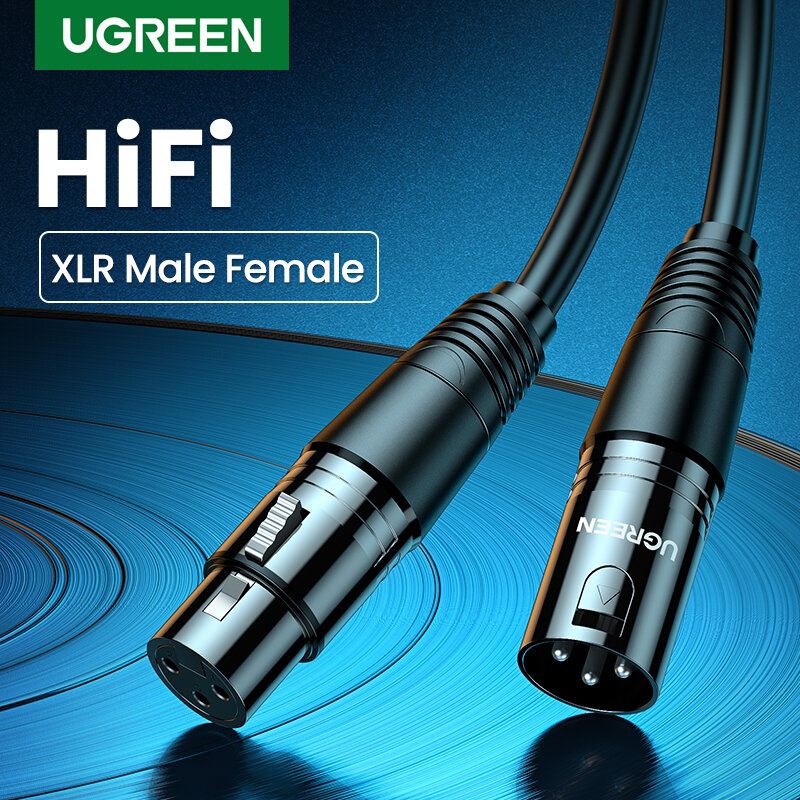 Ugreen XLR كابل ميكروفون الكاريوكي الصوت مدفع كابل التوصيل XLR تمديد Mikrofon كابل ل جهاز مزج الصوت مكبرات الصوت XLR الحبل