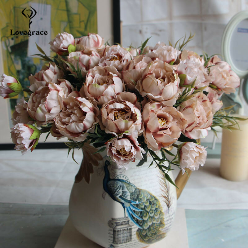 زهور الفاوانيا الحريرية الاصطناعية ، 8 رؤوس ، اصطناعية ، للزواج ، ديكور يدوي صغير ، فاوانيا ، لتزيين المنزل