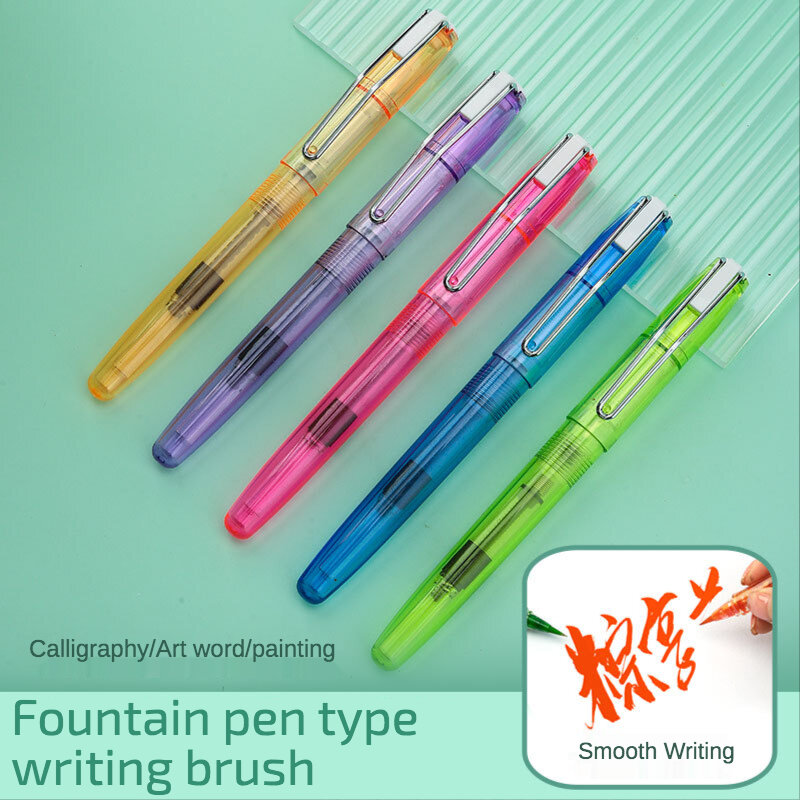 1 قلم حبر فرشاة نمط لينة رئيس الخط قلم جميل يمكن إضافة الحبر لون الماء المبتدئين ممارسة الخط نسخة الخط