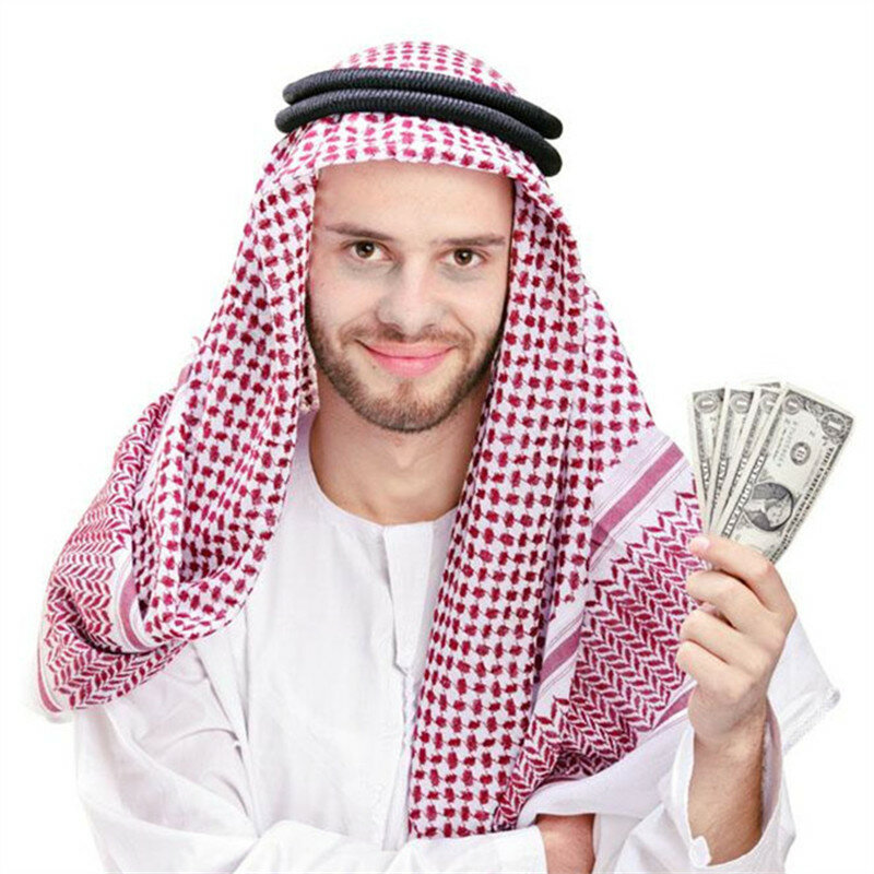 الملابس الإسلامية رجل السعودية العربية دبي ازياء تقليدية مسلم الاكسسوارات عمامة الصلاة قبعة منقوشة وشاح الرأس 140*140 سنتيمتر