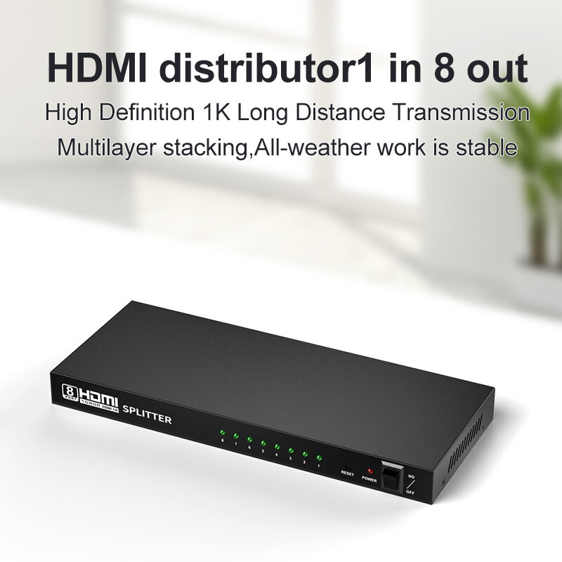 1 في 8 خارج HDMI متوافق الخائن 4K ثلاثية الأبعاد 1080P 1x8 HDMI متوافق فيديو KVM الجلاد ل HDTV DVD PS3 ps4 Xbox