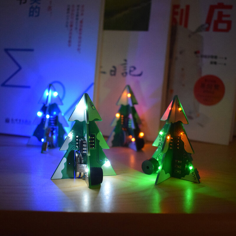 ثلاثية الأبعاد ثنائي الفينيل متعدد الكلور ستيريو شجرة عيد الميلاد الديكور لتقوم بها بنفسك الموسيقى مصلحة الارصاد الجوية مكون لحام التدريب عدة إلكترونية