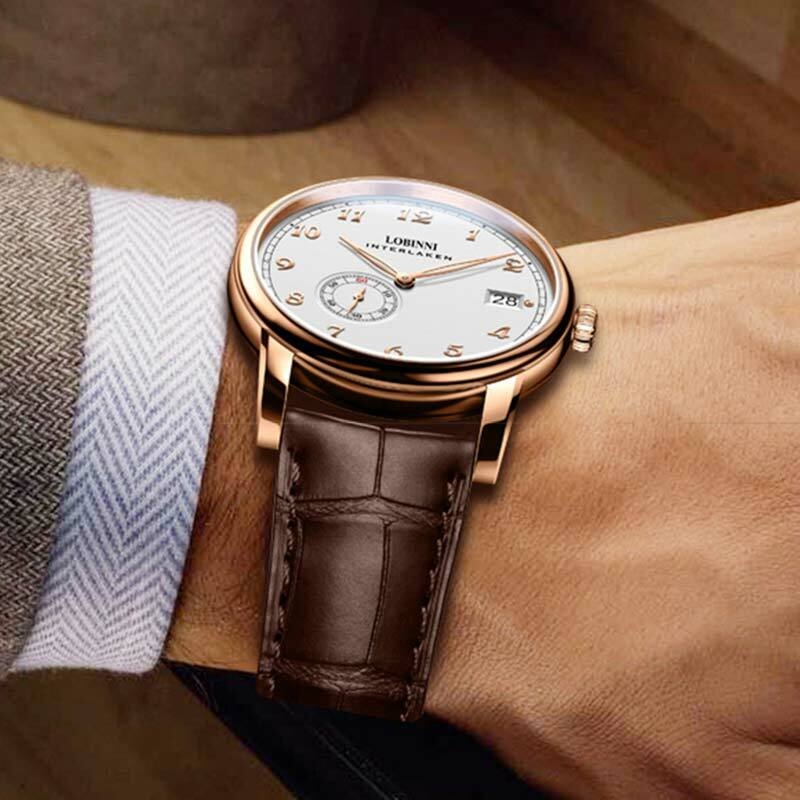 Lobinni سويسرا العلامة التجارية الفاخرة 2021 منتجات جديدة ساعة رجالي صغيرة الدوار ساعة يد تعمل بالحركة فائقة رقيقة التلقائي ساعة ميكانيكية