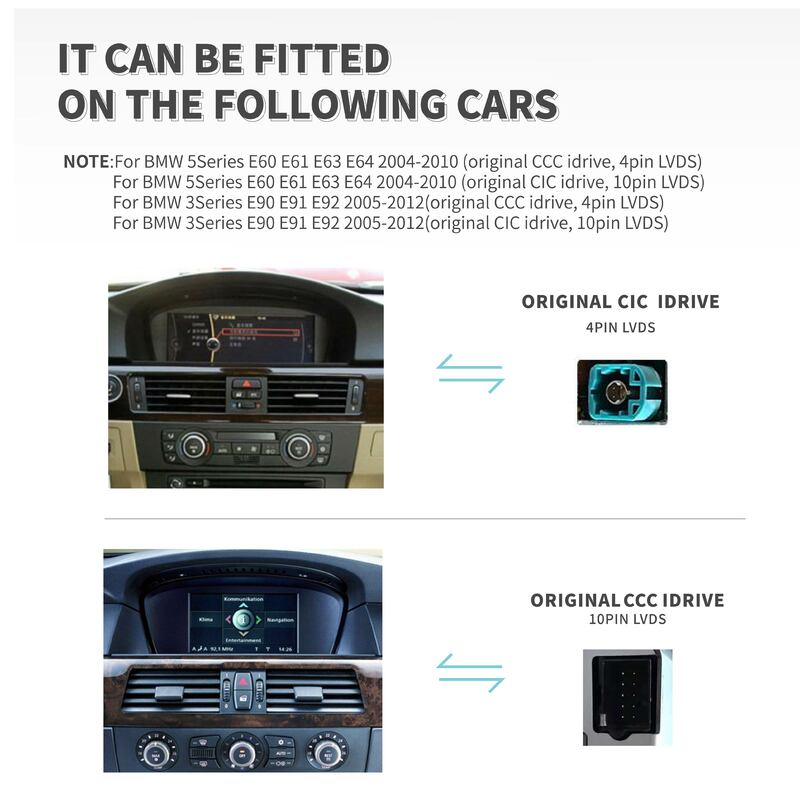 لاسلكية أبل CarPlay لسيارات BMW ، أندرويد 13 ، السيارات سيارة الوسائط المتعددة ، 5 سلسلة ، E60 ، E61 ، E62 ، E63 ، E90 ، E91 ، E92 ، E93 ، CCC ، CIC راديو ، نظام تحديد المواقع ، 4G