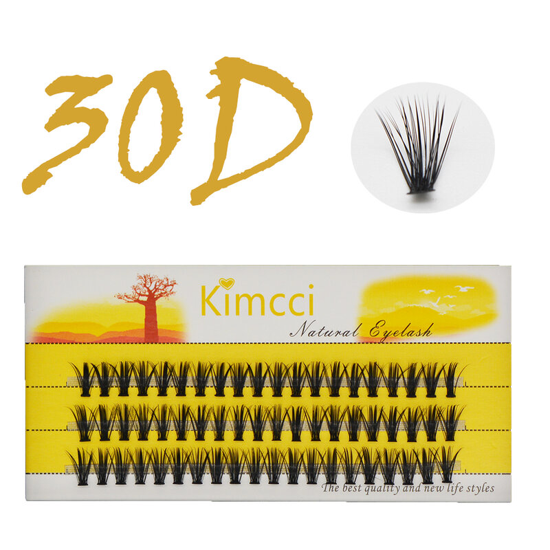 Kimcci 60 حزم المنك رمش تمديد الطبيعية ثلاثية الأبعاد الروسية حجم رموش صناعية الفردية 30D العنقودية جلدة ماكياج أهداب