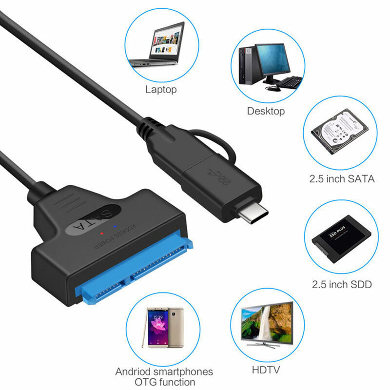 كابل محول SATA القرص الصلب إلى USB نوع c محول الحبل USB 3 0 2 في 1 كابل سرعة نقل سريع