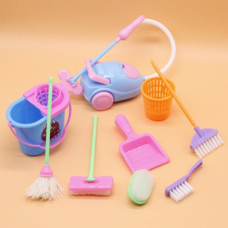 9 قطعة محاكاة الاطفال تنظيف اللعب منزل تنظيف ألعاب تعليمية للفتيات 87HD