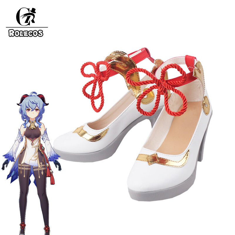 ROLECOS Game Genshin Impact Ganyu-أحذية تنكرية ، أحذية Genshin Cosplay Ganyu ذات الكعب العالي ، أحذية تنكرية للنساء