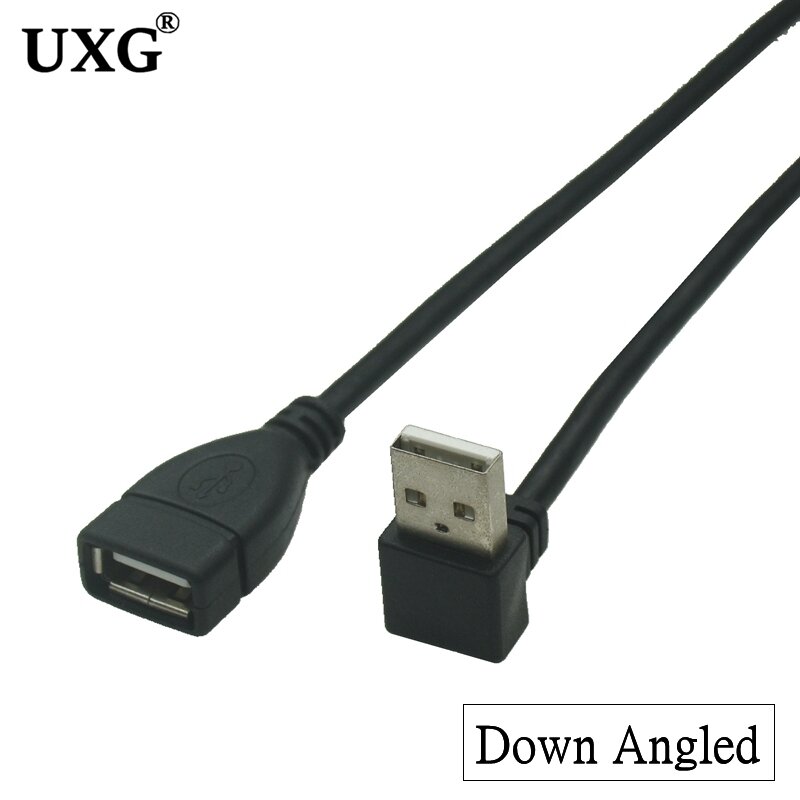 10 سنتيمتر 20 سنتيمتر USB 2.0 ألف ذكر إلى أنثى 90 بزاوية تمديد محول كابل USB2.0 ذكر إلى أنثى اليمين/اليسار/أسفل/حتى وصلة كابل أسود
