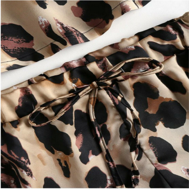 Kaguster-بدلة مثيرة بطبعة جلد الفهد ، طقم من قطعتين مع أحزمة وشورت ، خصر مرن ، أكتاف عارية ، 2020