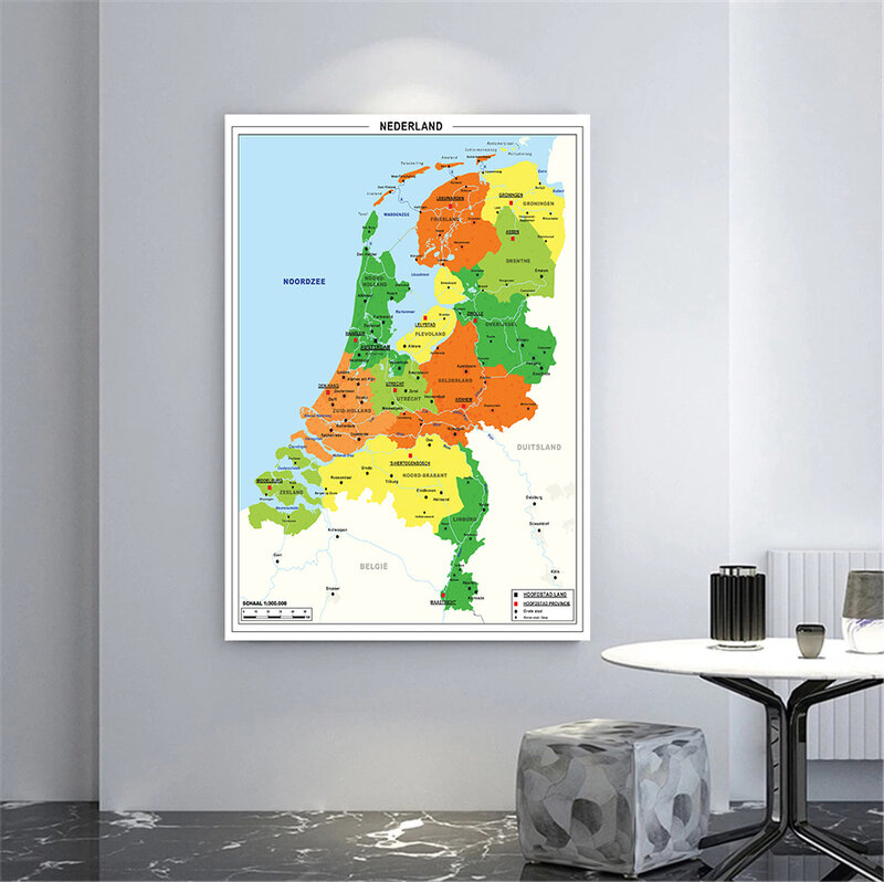 59*84 سنتيمتر هولندا خريطة في الهولندية ديكور الجدار ملصق فني قماش اللوحة غرفة المعيشة ديكور المنزل اللوازم المدرسية