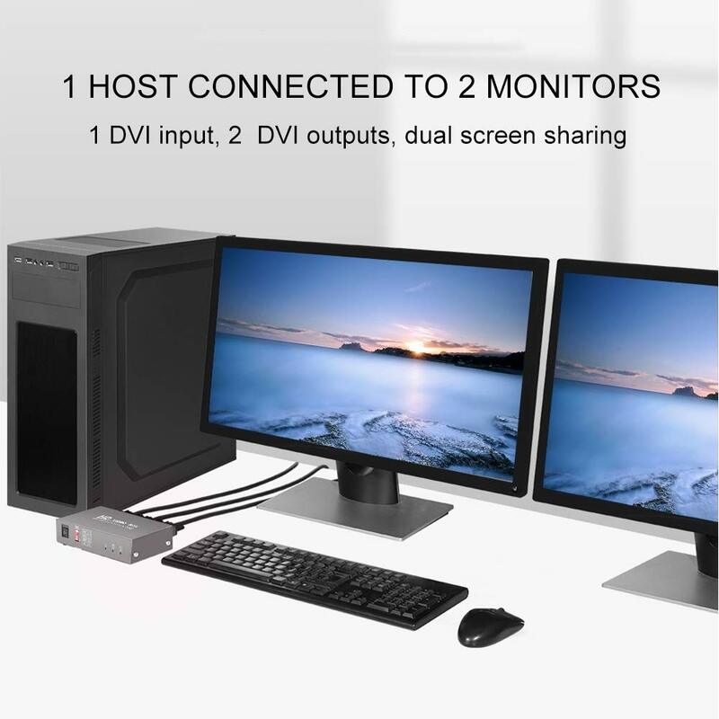 فاصل DVI بمنفذين ، شاشة مزدوجة ، 1 في 2 (شق ، إشارة فيديو واحدة إلى شاشة مزدوجة) ، متوافق مع دقة تصل إلى 4K2K/30Hz