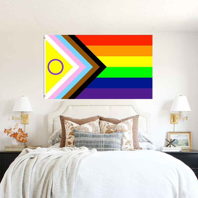 أحدث علم فخر التقدم يحصل على 2021 إعادة تصميم لتمثيل أفضل بين الجنسين الناس LGBT قوس قزح أعلام 100D البوليستر الثقيل