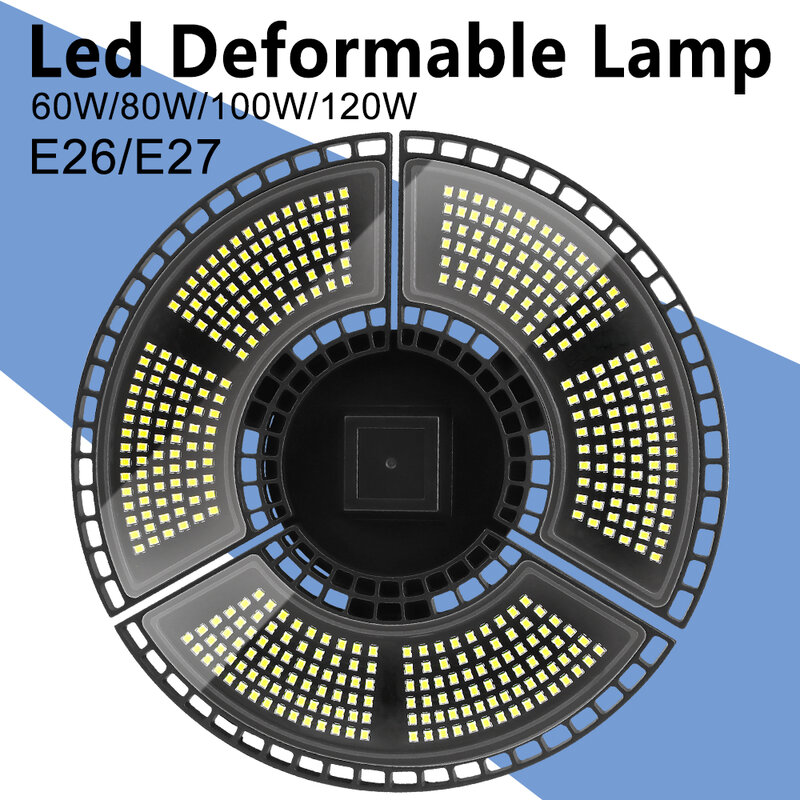تشوه E27 LED مصباح المرآب ثلاث أوراق للطي مصباح UFO 220 فولت إضاءة مقاومة للماء ضوء السقف إضاءة داخلية E26 عالية خليج لمبة