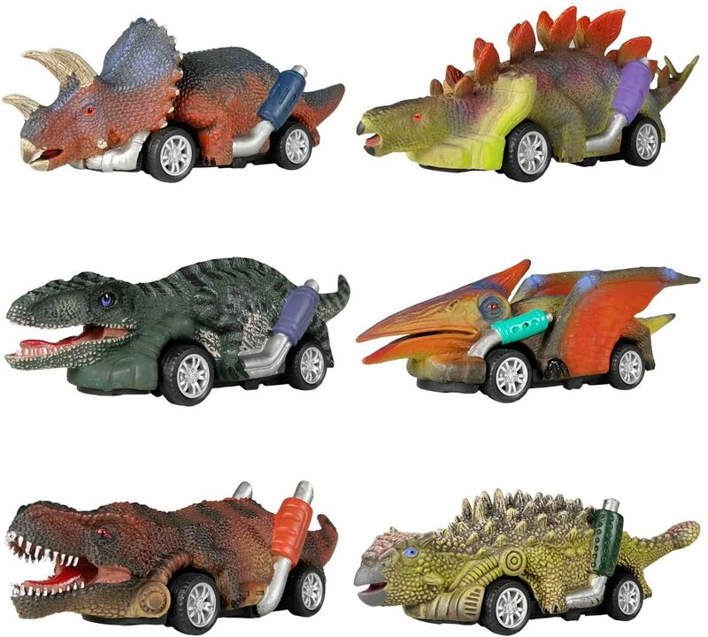 لعبة على شكل ديناصور التراجع السيارات ، 6 نمط اللعب للبنين والأطفال الصغار ، ألعاب للأولاد سن 3 وما فوق ، التراجع سيارات لعبة ، لعبة ديناصور مع T-Rex