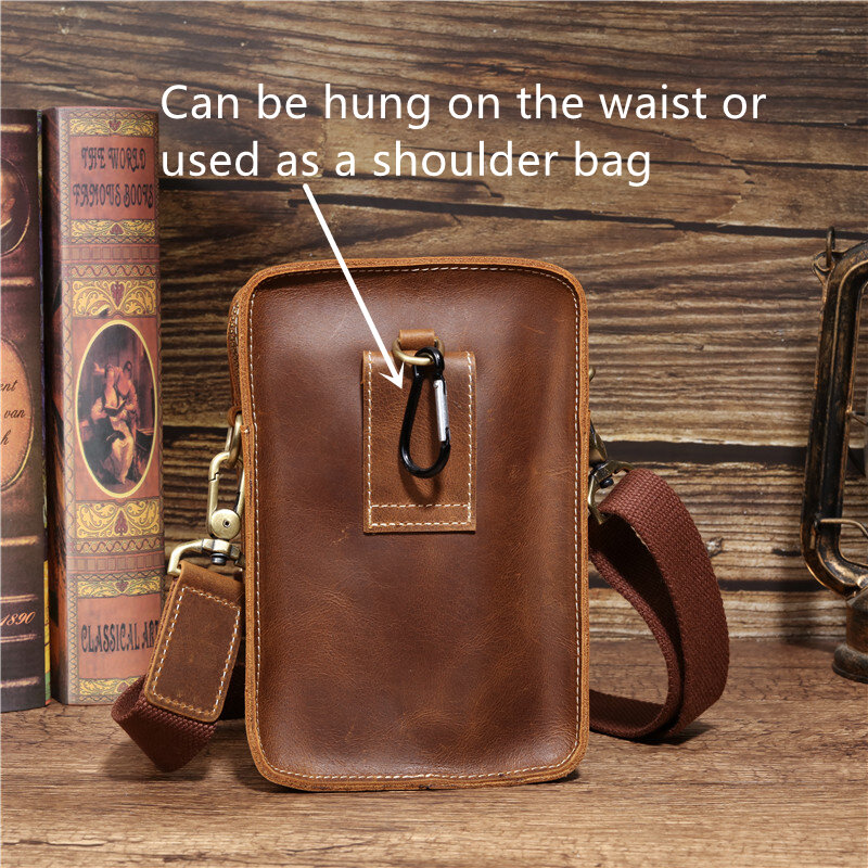 فاني الخصر حقيبة الرجال جلد طبيعي الكتف حقيبة للرجال صغيرة متعددة صندوق الهاتف المحفظة ومحفظة في الهواء الطلق عملة بطاقة الحقيبة