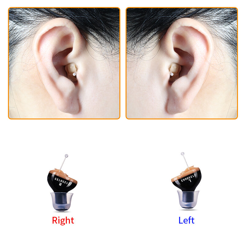 Meling Q10 غير مرئية المحمولة ضعف السمع الأسود مساعدات للسمع بطارية CIC مكبر صوت صغير الحجم للمسنين الصم دروبشيب
