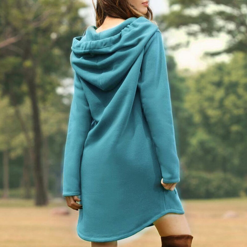 Gentillove الكورية البوب هودي الربيع الصلبة Vintage جيب كبير البلوز بلايز طويلة غير رسمية المرأة الموضة المتضخم شيك هوديس