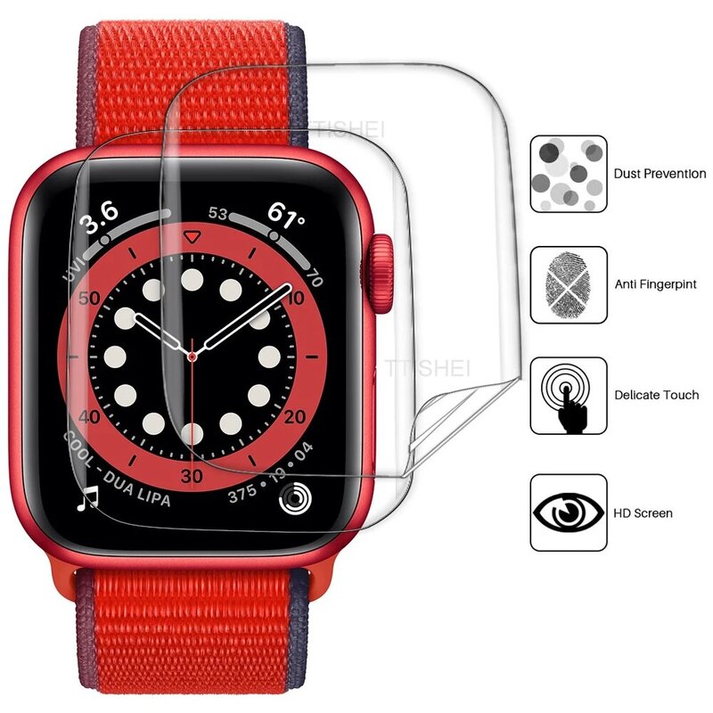 واقي شاشة لـ apple watch 6 SE ، 44 مللي متر ، 40 مللي متر ، مرن ، TPU ، تغطية قصوى ، فيلم شفاف عالي الدقة مضاد للفقاعات لـ iwatch Series 5 4