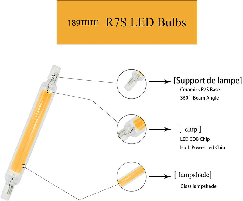 LED R7S COB جديد الزجاج لمبة 78 مللي متر 4/5 واط 118 مللي متر 7/13 واط AC220V/110 فولت lambadas ديود بقعة مصباح على شكل عرنوس الذرة السيراميك مصباح استبدال الهالوجين ضوء