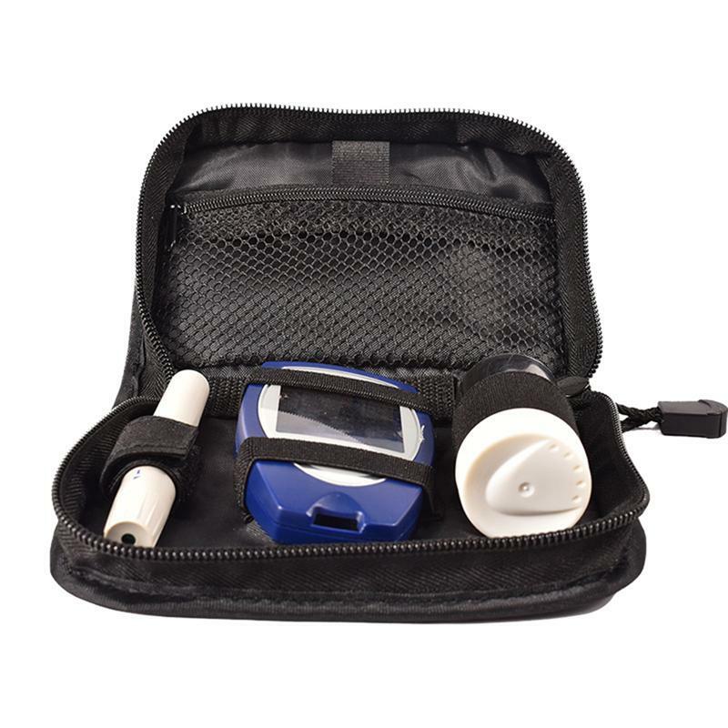 2 قطعة حقيبة التخزين مقياس التأكسج المحمولة جهاز قياس السكر بالدم الحقيبة أكسفورد القماش الطبية جهاز حقيبة للتخزين (أسود)