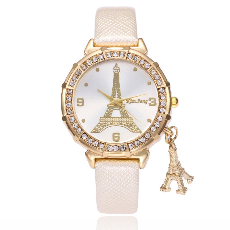 2020 موضة قلادة باريس برج ايفل ساعات نسائية جلدية باند كوارتز ساعة عادية السيدات الساعات Relogio Feminino أفضل هدية