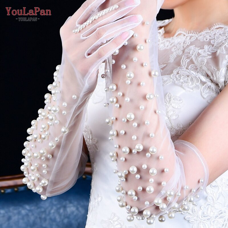 قفازات زفاف من YouLaPan-Pearl للفتيات ، قفاز زفاف ، لوازم حفلة الأميرة ، فستان العروس ، أداء تأثيري ، تصنعه بنفسك للنساء ، M02