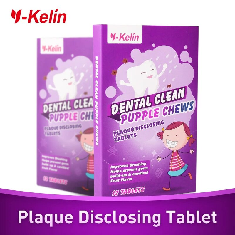 Y-Kelin-أقراص البلاك للكشف عن الأسنان ، عامل الكشف ، أرجواني للبالغين والأطفال ، تنظيف الأسنان ، 12 ، 36 ، 60 علامة تبويب ، 1 ، 3 ، 5 صناديق