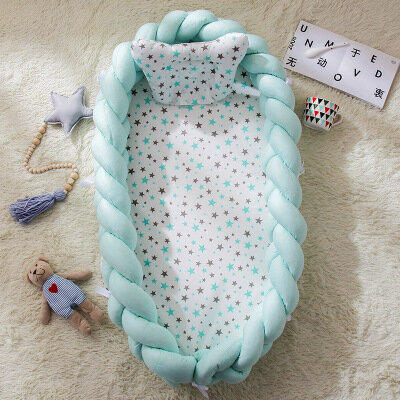 الطفل الوفير السرير جديلة عقدة وسادة الوفير للرضع بيبي سرير حامي Kawaii غرفة ديكور سرير الرضع حديثي الولادة سرير سفر
