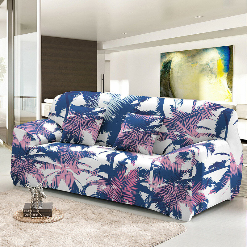 الصيف شجرة النخيل طباعة مرونة أريكة يغطي 1/2/3/4 مقاعد لغرفة المعيشة الغبار واقية غطاء أريكة كل غطاء قابل للغسل الأغلفة