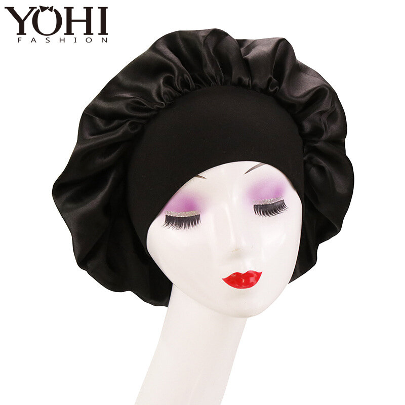 YOHITOP موضة جديدة فاخرة واسعة النطاق النساء قبعة الكيميائي صالون تجميل قبعة ليلة النوم غطاء رأس غطاء الحرير بونيه قبعة شحن مجاني
