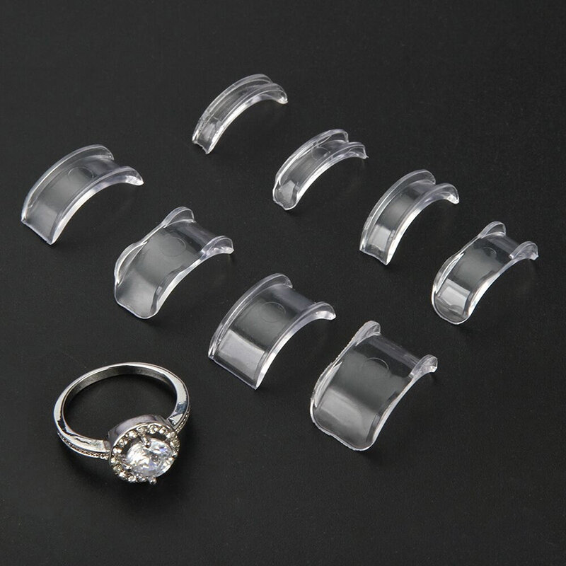 خاتم سيليكون شفاف ، 8 مقاسات ، ضبط حجم الحلقة ، فضفاض ، مخفض ، مناسب لأي حلقة ، أدوات مجوهرات